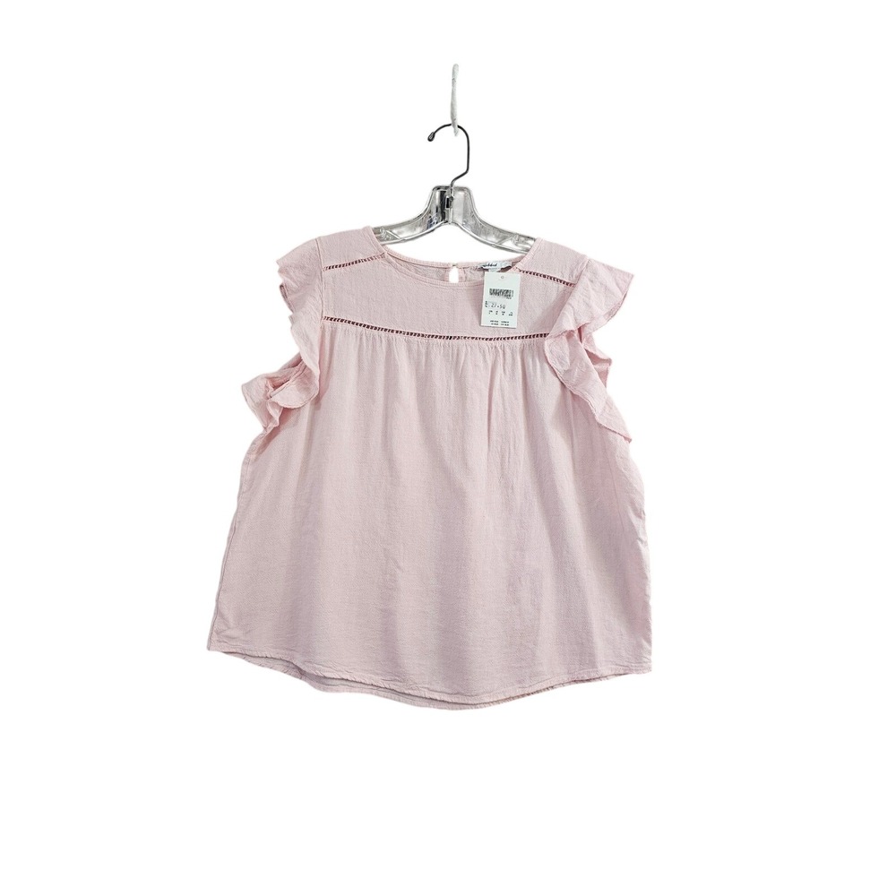 Subdued Ruffle Sleeve Blouse Womens M‎ Pink Solid Eyelet Trim Made in Italy NWT